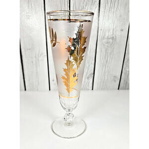 Vintage Libbey Golden Leaf Mid-Century Pilsner Glass 12 oz Barware